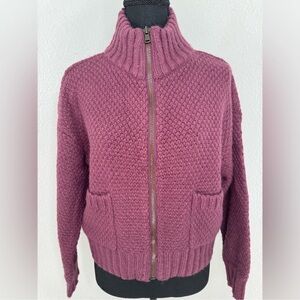 LOFT Cozy Pink Zip-Up Sweater